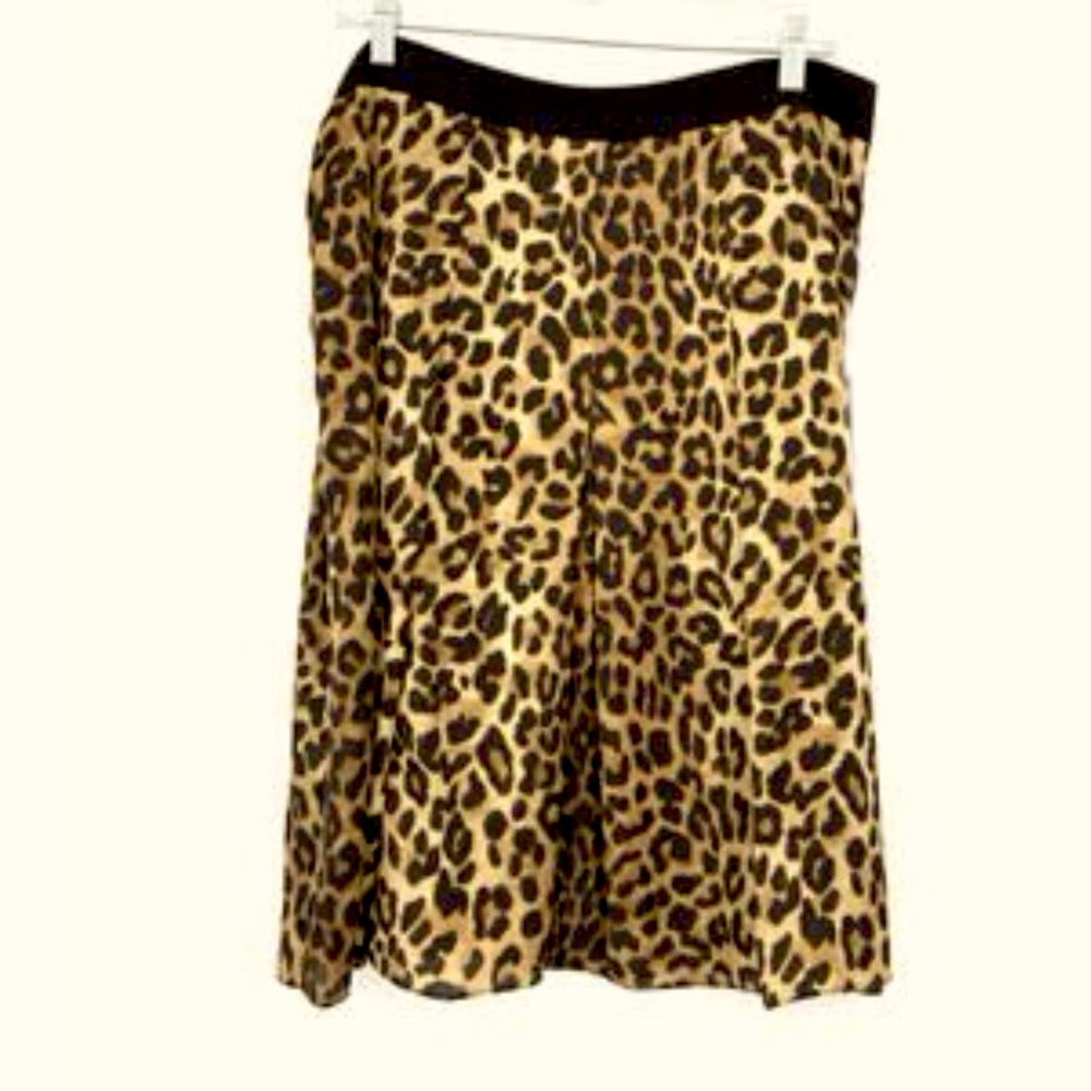 Jones New York Leopard Print Ribbon Waist Brocade Skirt / A-Line Midi 12